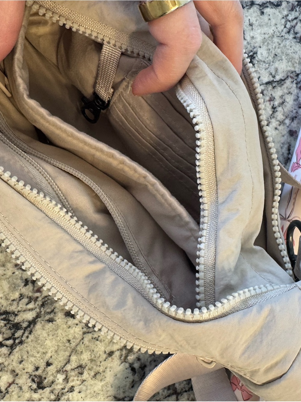 BRIELY Beige Crossbody Hobo Bag with Adjustable Logo Strap - Picture 4 of 4